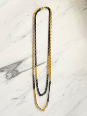 BLACK/GOLD CUBAN LAYERED NECKLACE