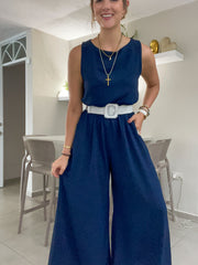 NAVY SLEEVELESS JUMPSUIT