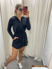 BLACK HOODIE ROMPER