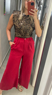 RED CROP TOP & LONG PANTS SET