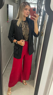 RED CROP TOP & LONG PANTS SET