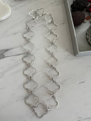 SILVER MATTE FLOWER LONG NECKLACE