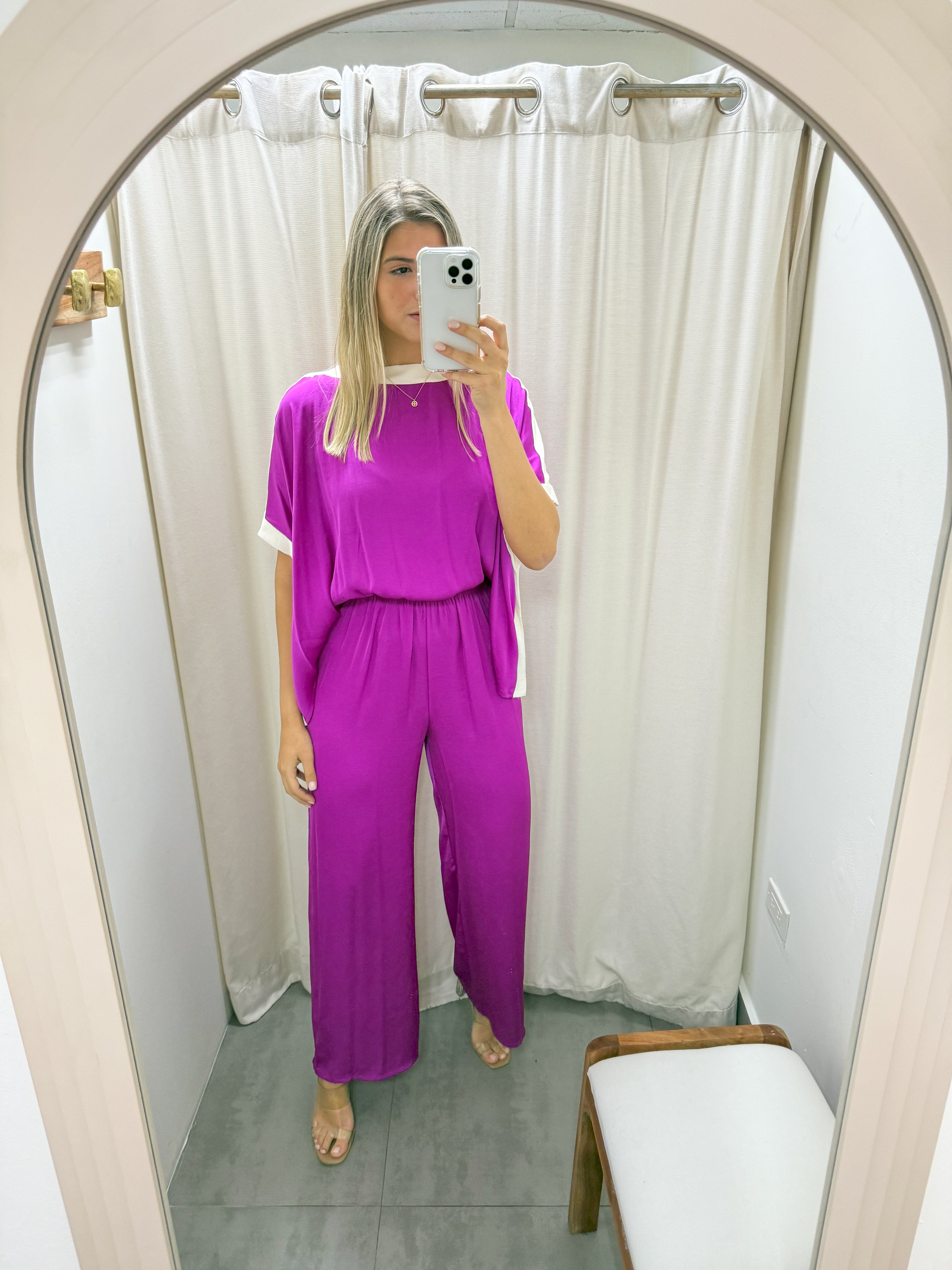 MAGENTA SILKY JUMPSUIT