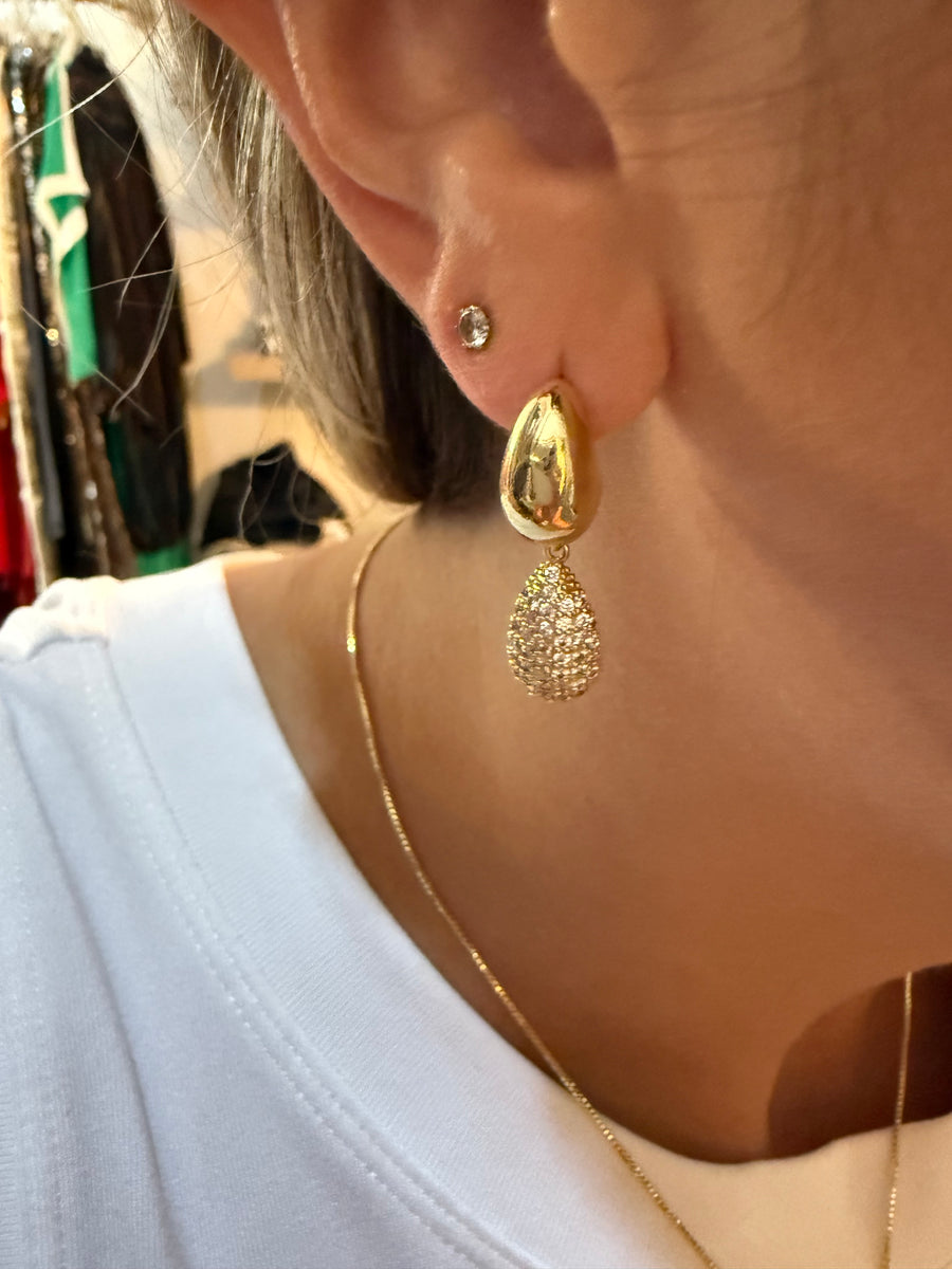 GOLD RHINESTONE DROP EARRINGS