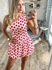 RED POLKA DOT ROMPER