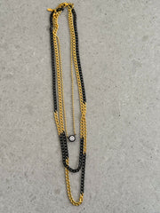 GOLD/BLACK ZIRCONIA NECKLACE