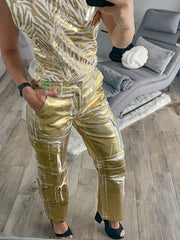 GOLD METALLIC CARGO PANTS