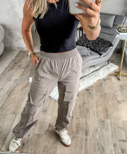 MOCHA STRETCHY CARGO PANTS/JOGGERS