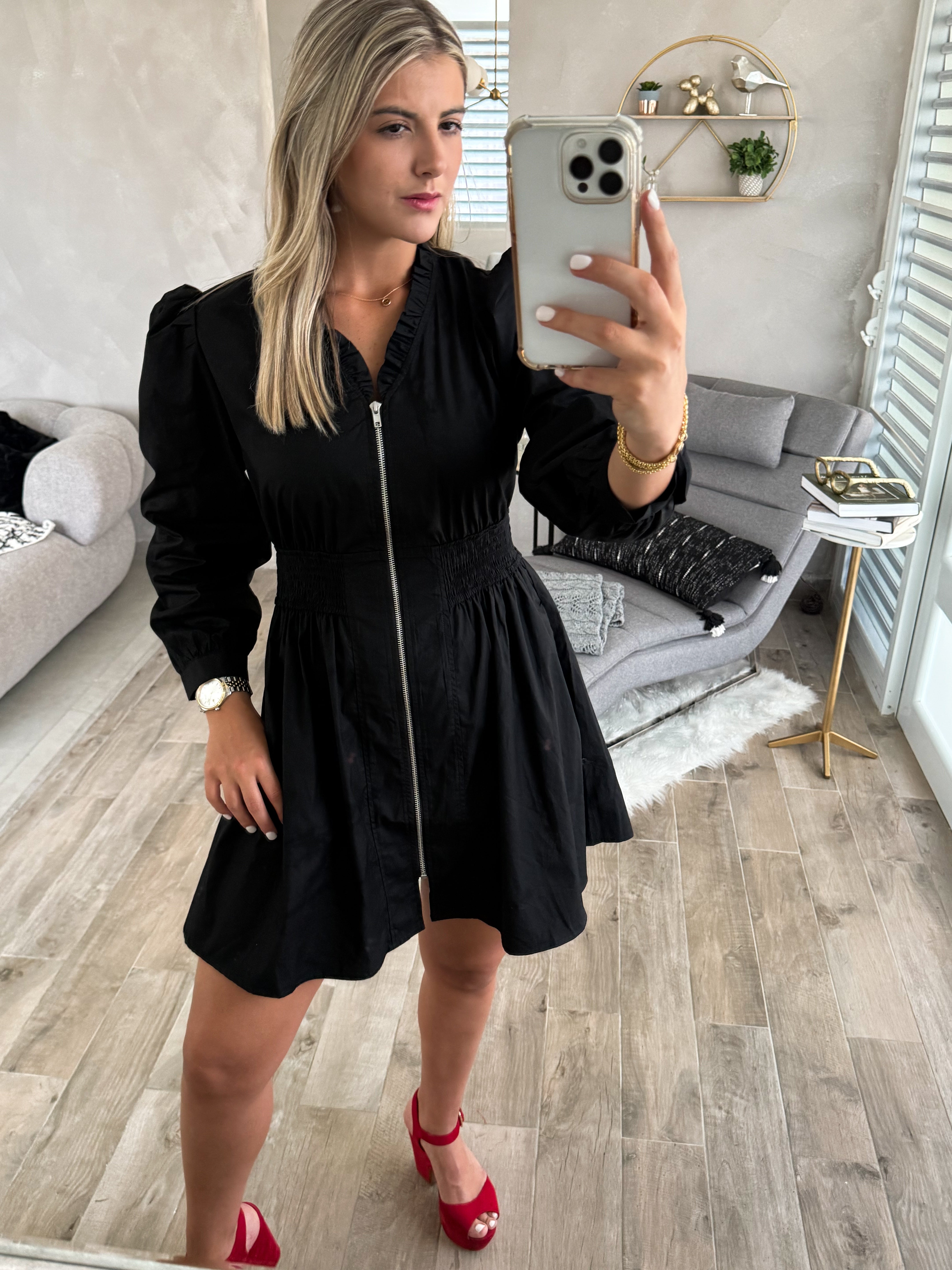 BLACK ZIPPER DRESS