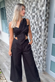 BLACK WIDE LEG PANTS