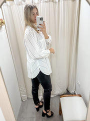 WHITE/BLACK OVERSIZED STRIPED BLOUSE TOP