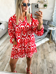 RED HEART PRINTED DRESS