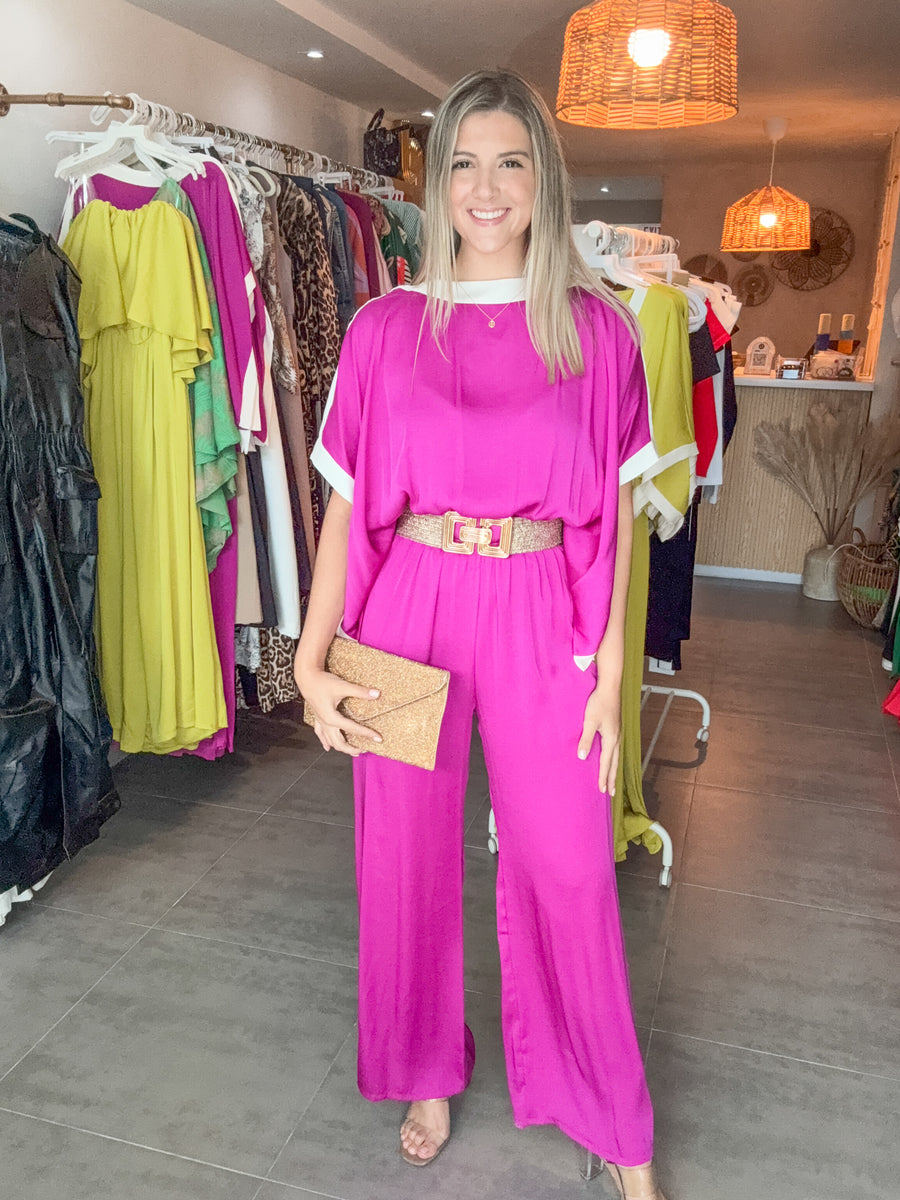 MAGENTA SILKY JUMPSUIT