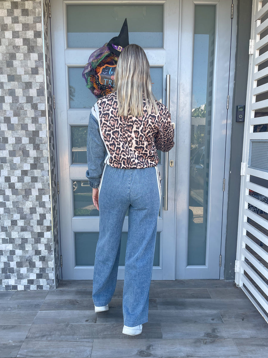 LEOPARD/DENIM TRAVEL SET