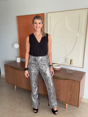 BLACK SILVER SEQUIN STRETCHY PANTS