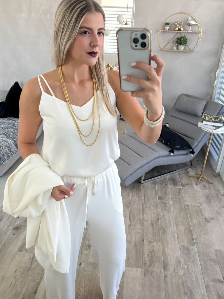 OFF WHITE DOUBLE STRAP CAMI BLOUSE