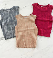 SLEEVELESS METALLIC KNIT TANK TOP