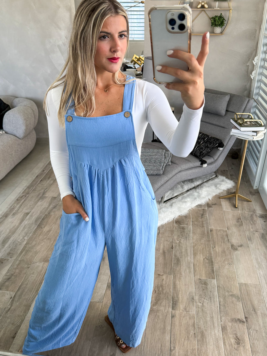 LIGHT BLUE OVERALL JUMPSUIT