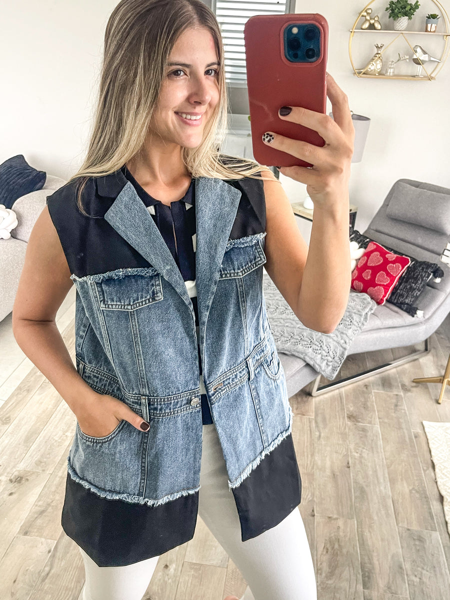 OVERSIZED DENIM/BLACK BLAZER