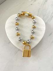 TWO TONE LOCK BRACELET