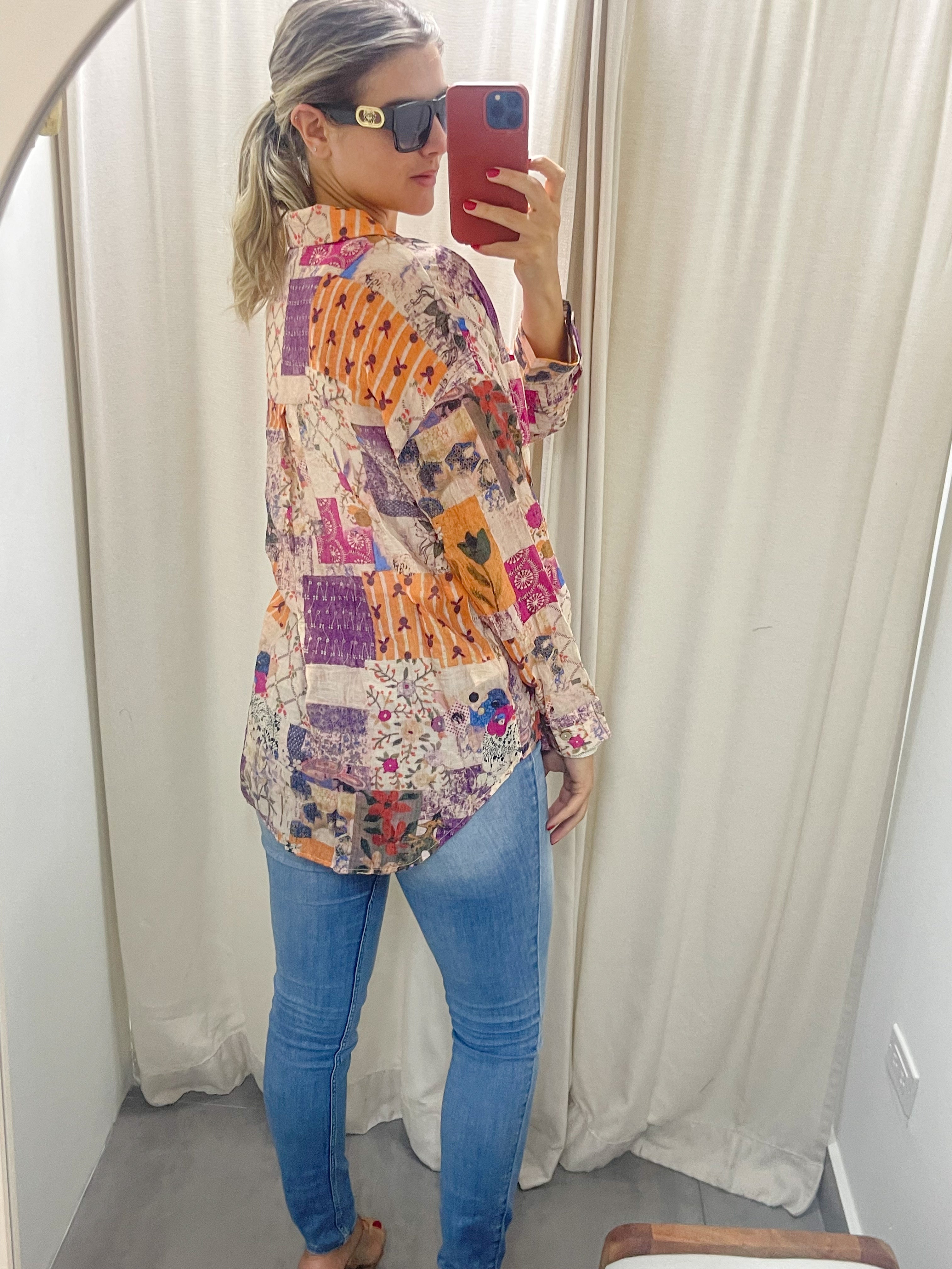 PRINTED MULTI BUTTONED DOWN BLOUSE