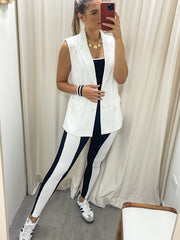 BLACK WHITE RIBBED JUMPSUIT