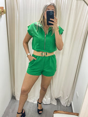 GREEN ZIPPER ROMPER