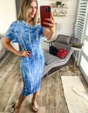 DENIM ILLUSION SPANDEX DRESS