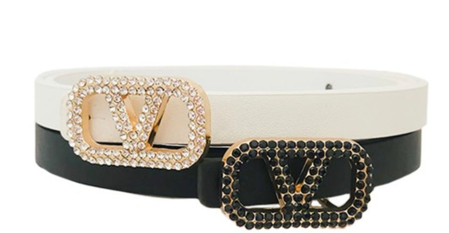 THIN RHINESTONES V BUCKLE BELT