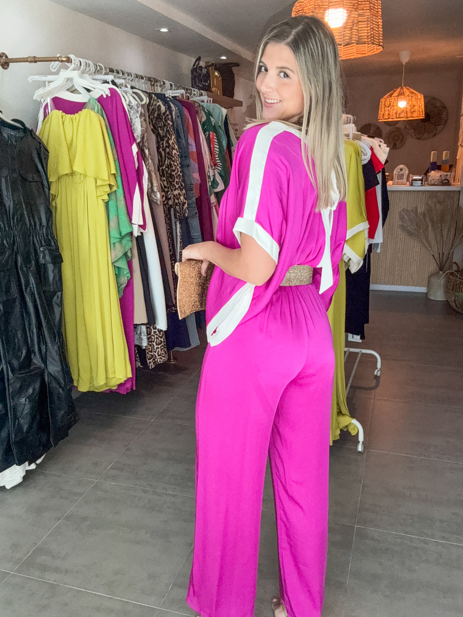 MAGENTA SILKY JUMPSUIT