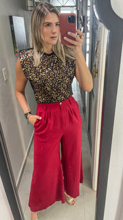 RED CROP TOP & LONG PANTS SET