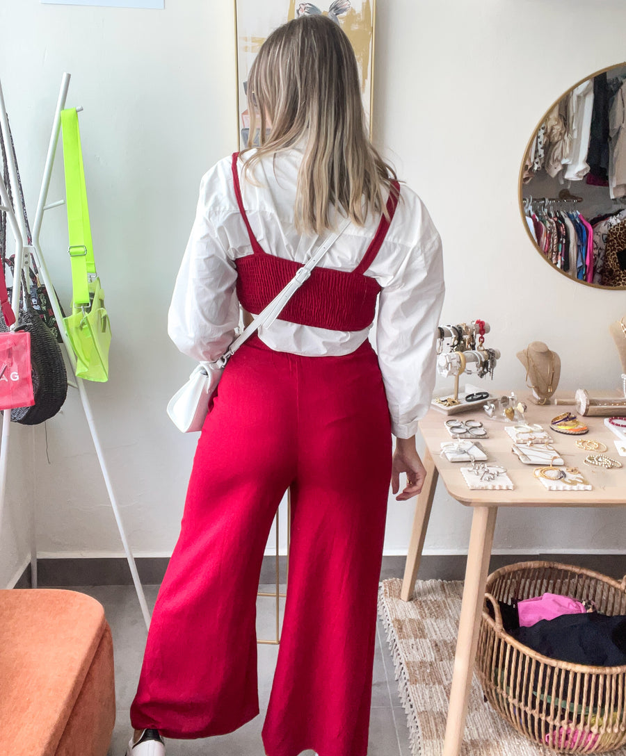 RED CROP TOP & LONG PANTS SET