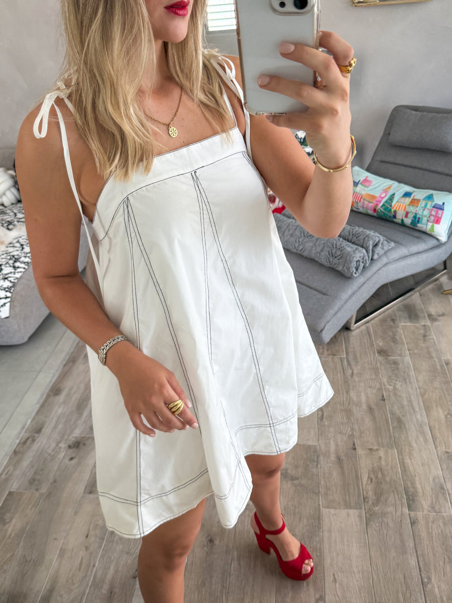 WHITE STITCH DRESS