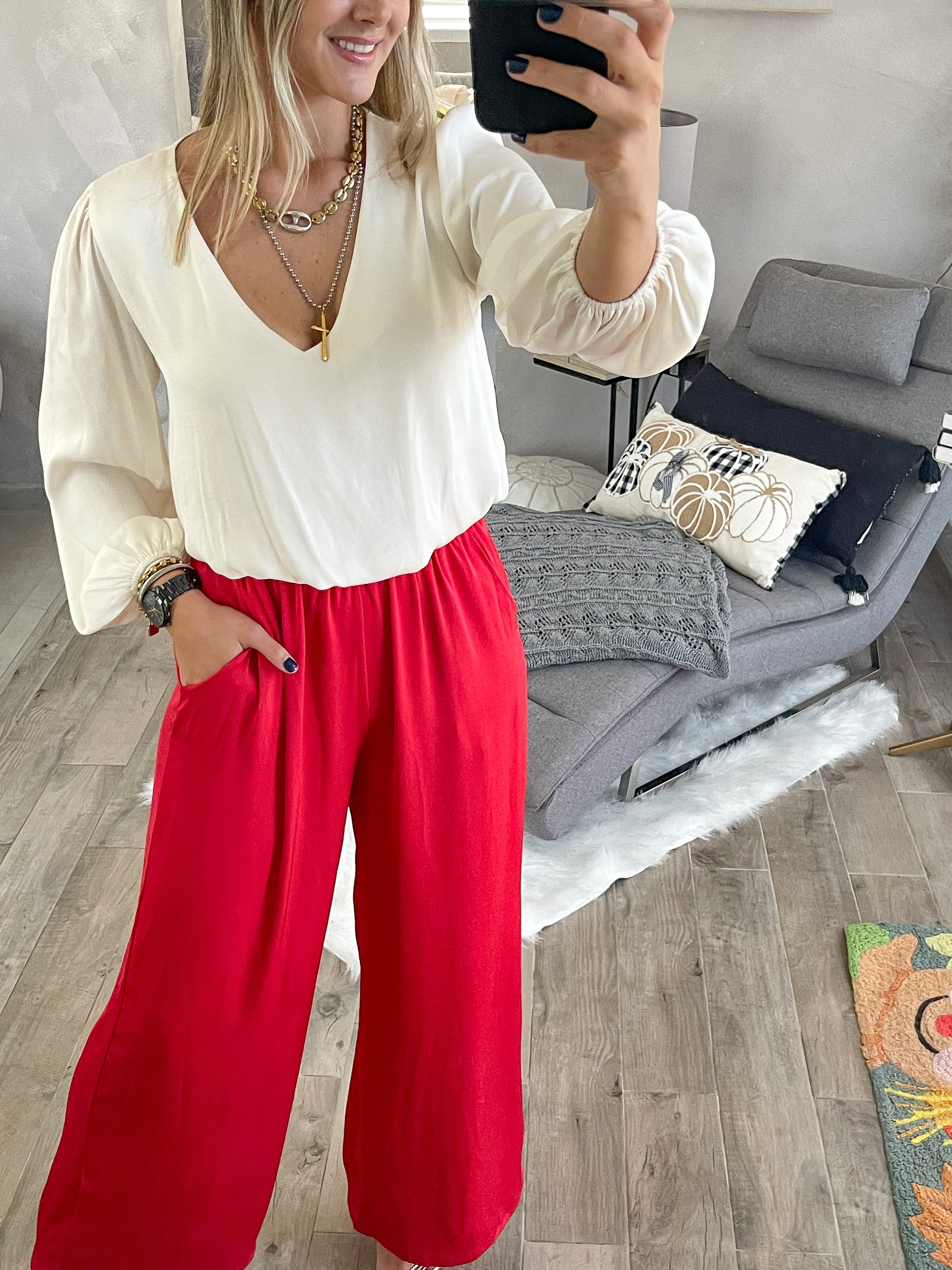 IVORY SILKY LONG SLEEVE CROP TOP