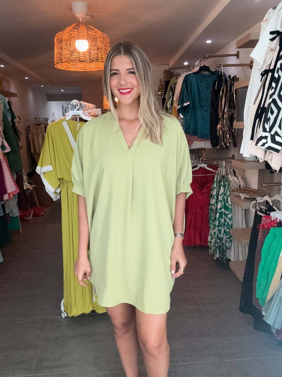 GREEN TEA BATWING DRESS