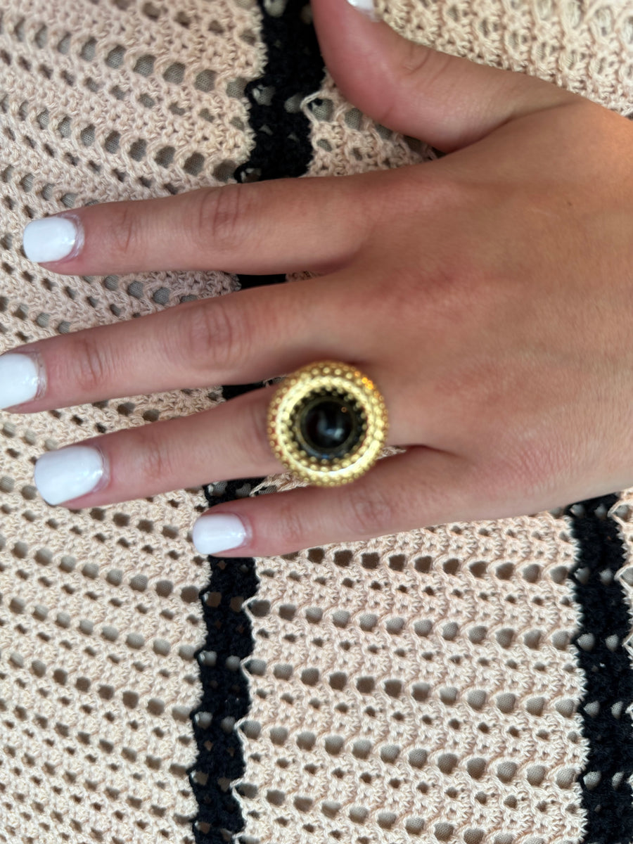 GOLD BLACK BALL RING