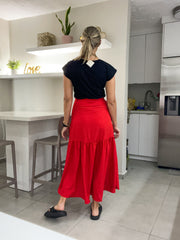 RED WRAP AROUND SKIRT