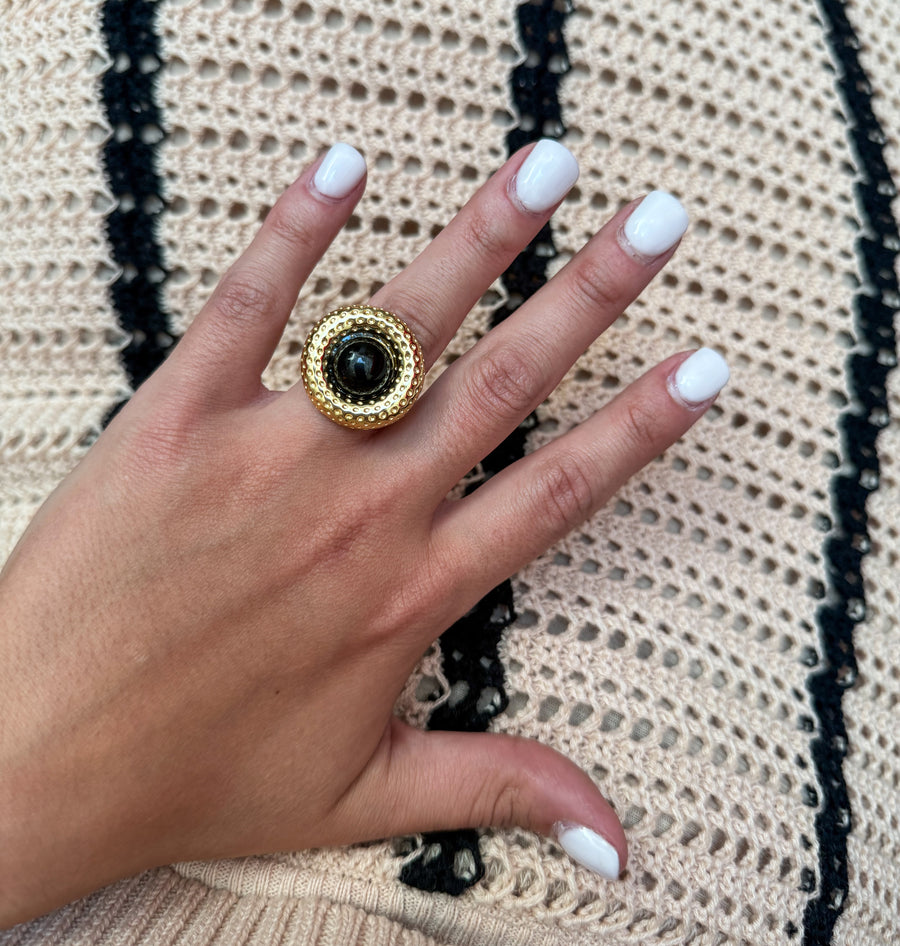 GOLD BLACK BALL RING