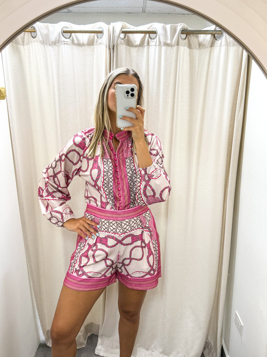 PINK PRINTED TOP & SHORT SET