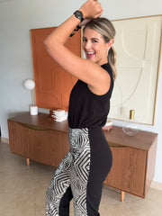 BLACK SILVER SEQUIN STRETCHY PANTS