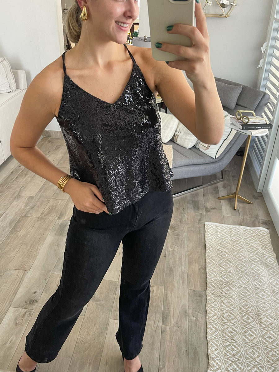 BLACK SEQUIN BLOUSE