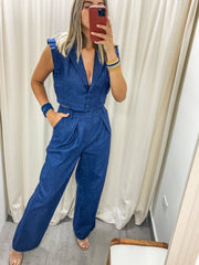 DENIM VEST & LONG PANT SET