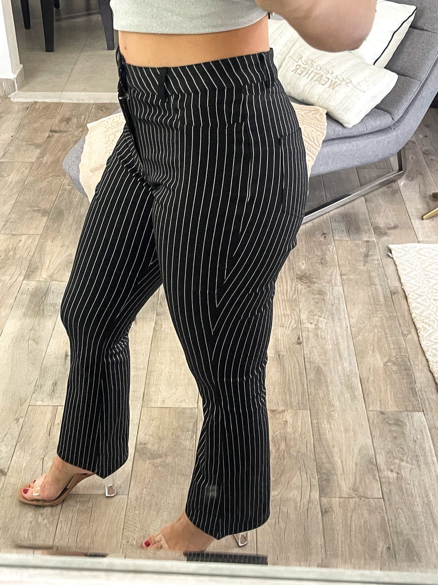 BLACK SILVER STRIPED PANTS