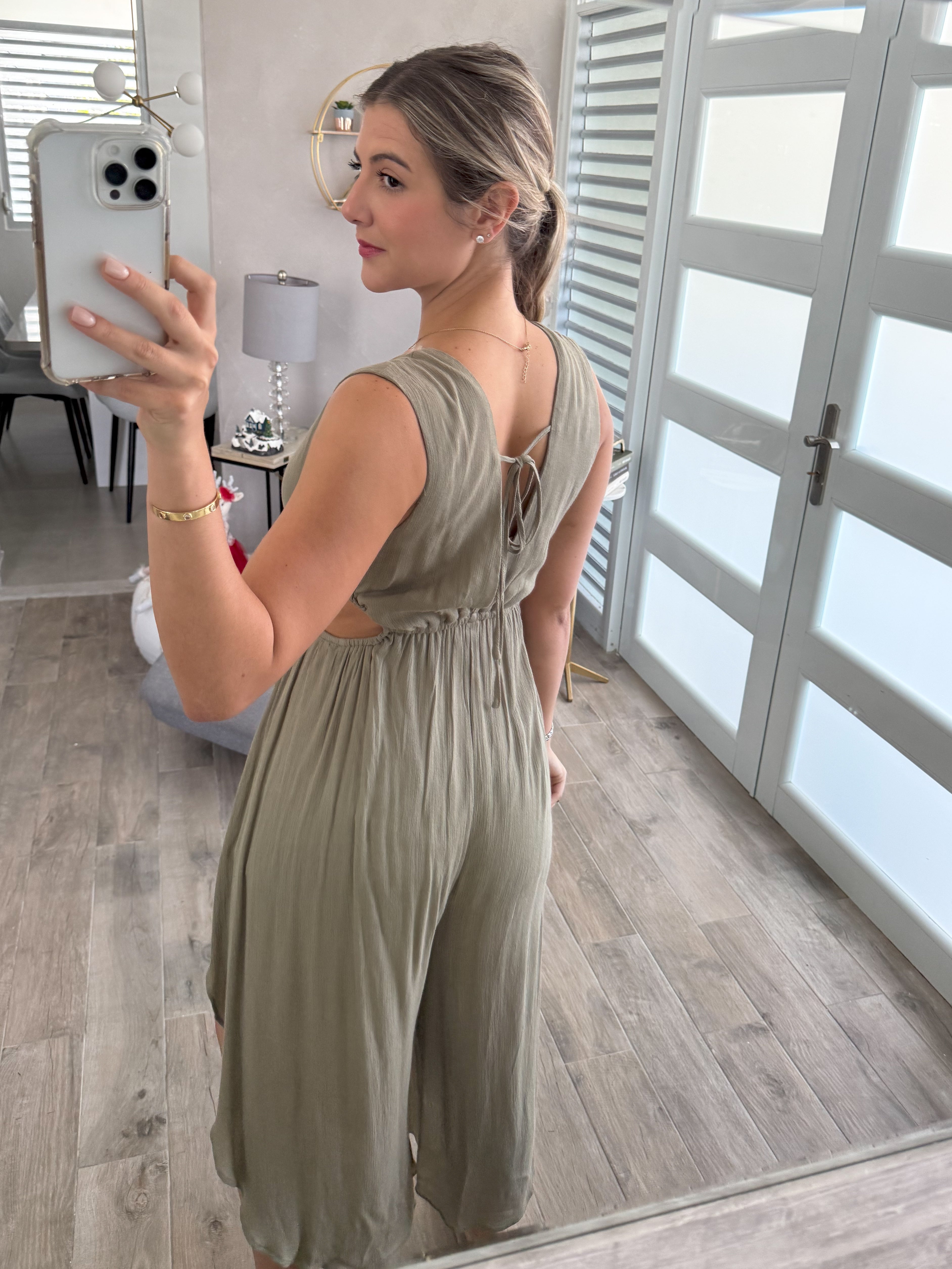 OLIVE CUT OUT JUMPSUIT