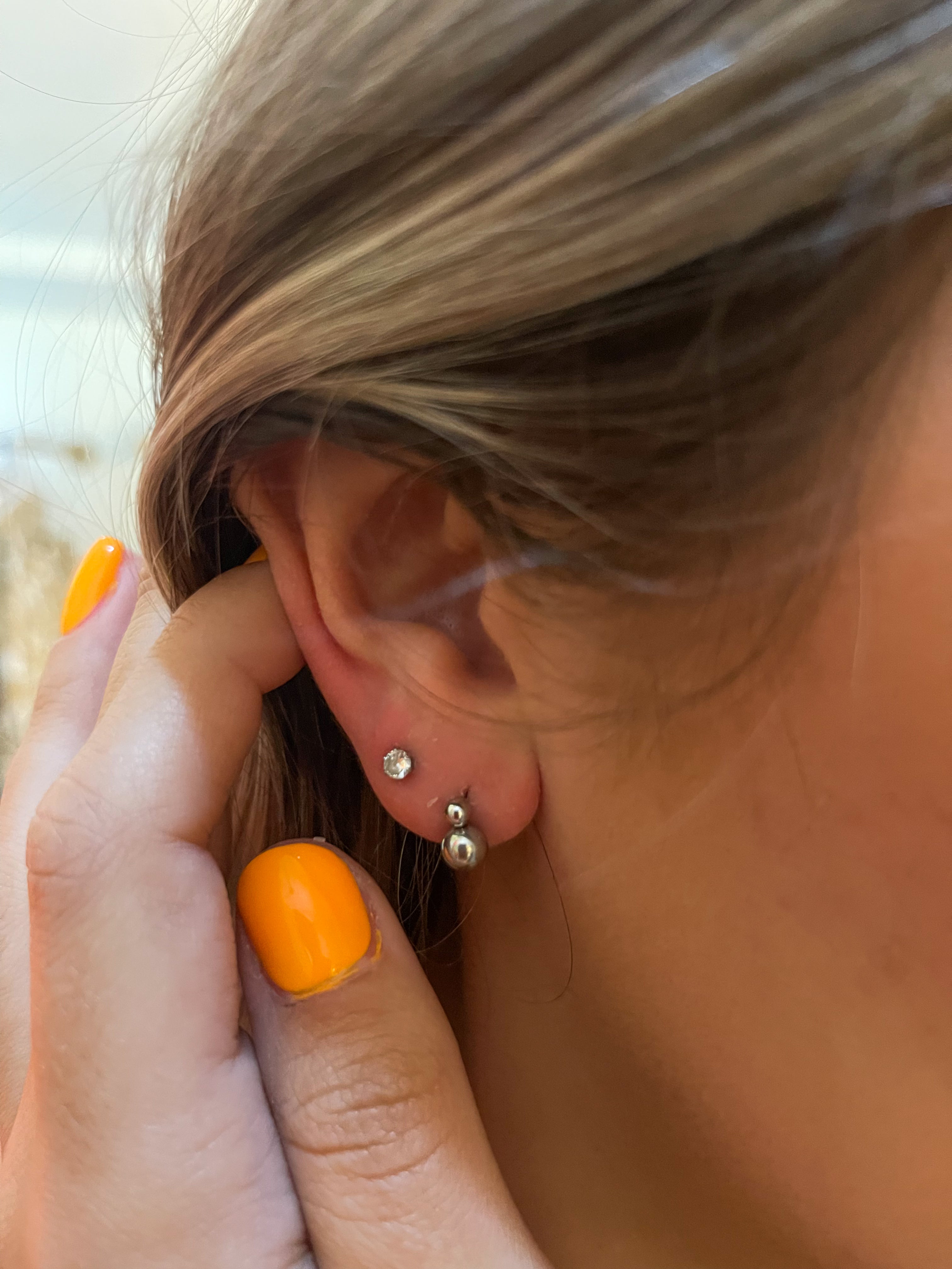 SILVER BALLS EAR STUDS