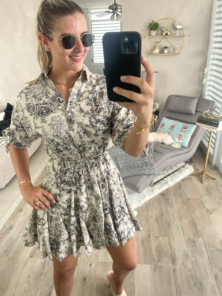 PRINTED COLLARED SHORT DRESS