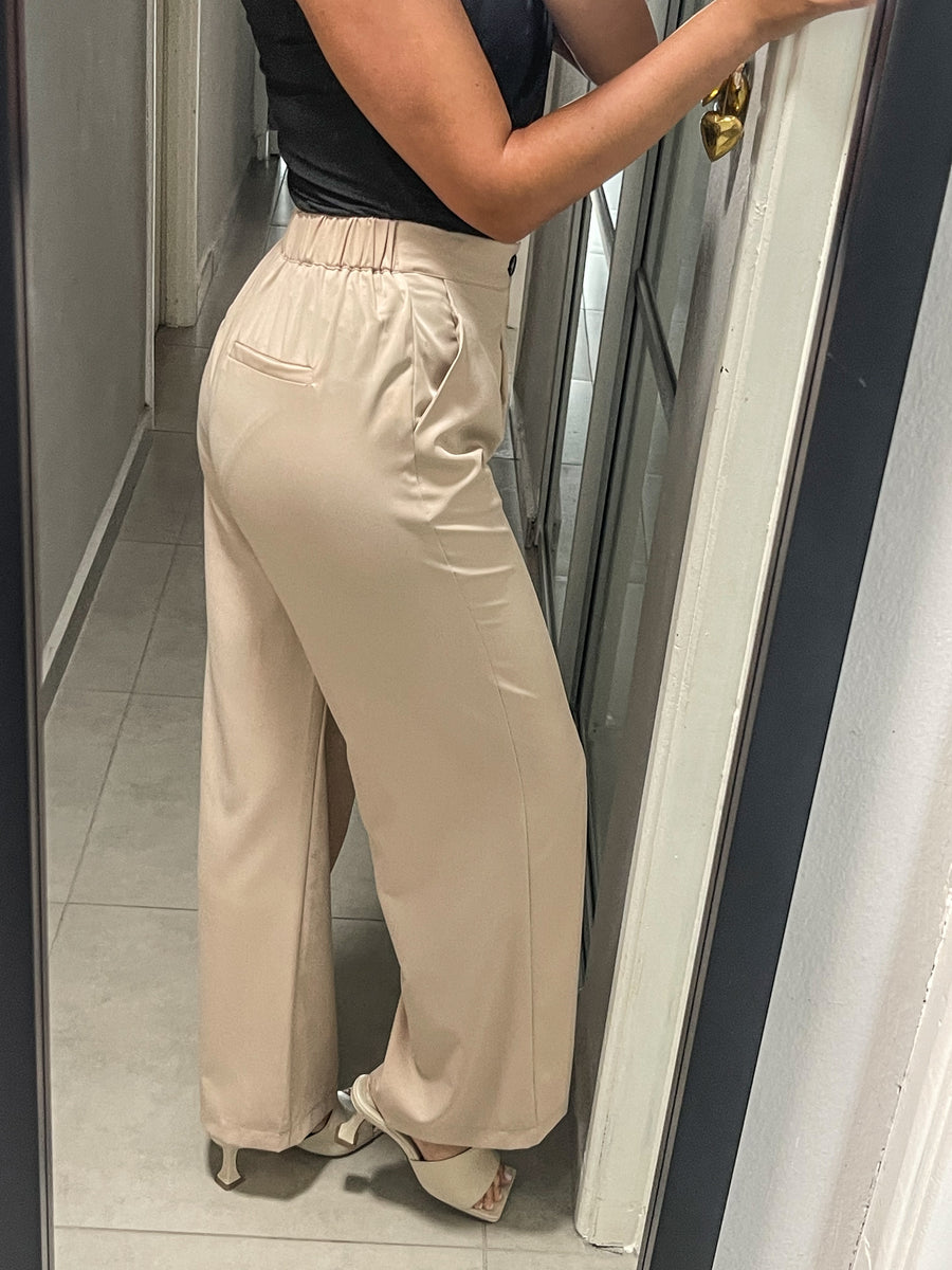 SAND HIGH WAISTED FULL LENGTH PANTS