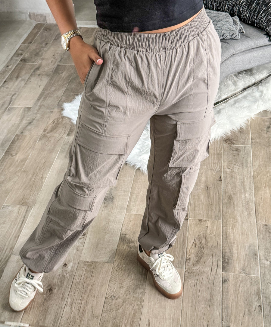 MOCHA STRETCHY CARGO PANTS/JOGGERS