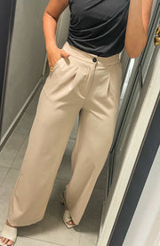 SAND HIGH WAISTED FULL LENGTH PANTS