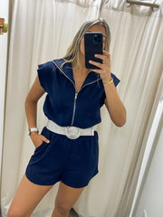 NAVY ZIPPER ROMPER